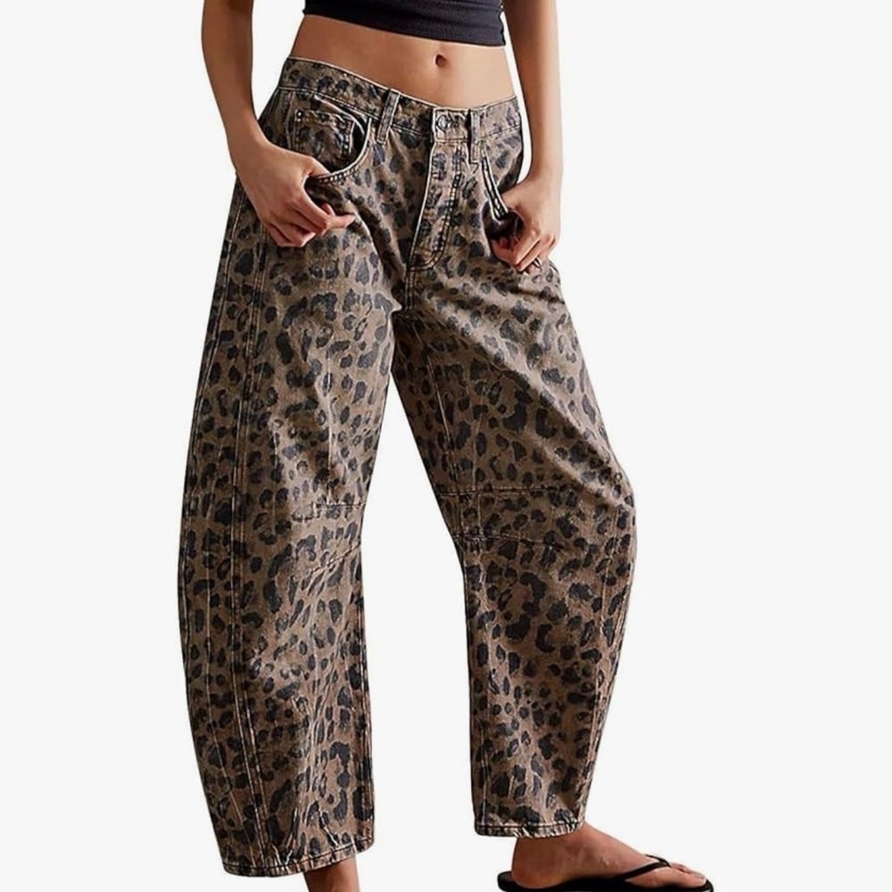 Loveimgs Leopard Print barrel Jeans
